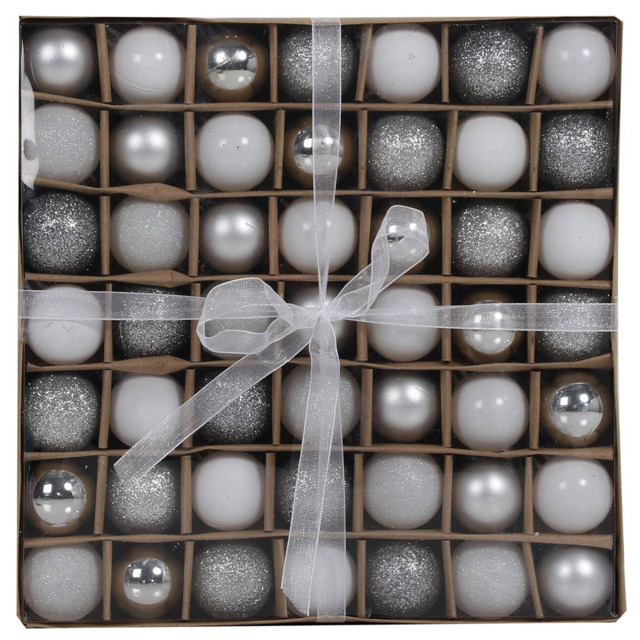 Frosted Fairytale Silver Baubles 49 Pack - Wilko - image 1