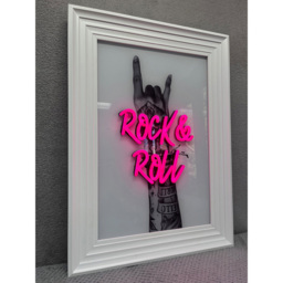 Splashbax Rock And Roll White Premium Gallery Frame LED Neon Wall Art - Size: 105 x 75 x 7cm - Multi - Wilko - thumbnail 6