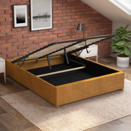 Aspire Furniture Double Ochre Plush Platform Ottoman Bed - Orange - Aspire Beds - Wilko - thumbnail 3