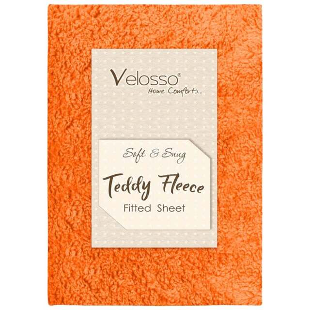 Velosso Single Rust Teddy Fleece Fitted Sheet - Orange - Wilko - image 1