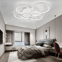 Living and Home White Circular LED Semi Flush Ceiling Light - Size: 10 x 95 x 68cm - Wilko - thumbnail 7