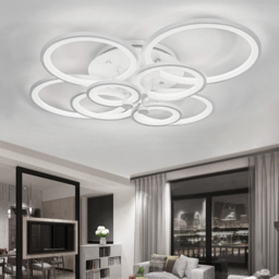 Living and Home White Circular LED Semi Flush Ceiling Light - Size: 10 x 95 x 68cm - Wilko - thumbnail 3