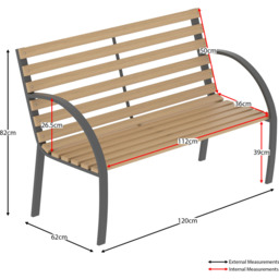 Garden Vida Slatted Garden Bench - Size: 2 Seater - Brown - Wilko - thumbnail 7