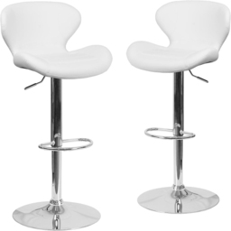 FWStyle White Faux Leather Curved Bar Stool Set of 2 - Wilko - thumbnail 3