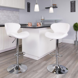 FWStyle White Faux Leather Curved Bar Stool Set of 2 - Wilko - thumbnail 5