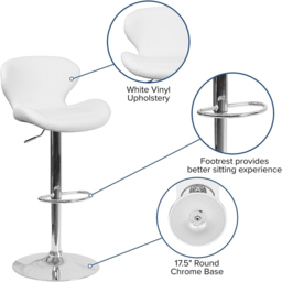 FWStyle White Faux Leather Curved Bar Stool Set of 2 - Wilko - thumbnail 6
