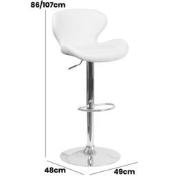 FWStyle White Faux Leather Curved Bar Stool Set of 2 - Wilko - thumbnail 7