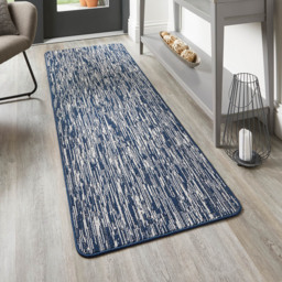 My Mat Navy Broken Stripe Stain Resistant Runner 67 x 200cm - Size: 67 x 200 x 2cm - Blue - Wilko - thumbnail 3