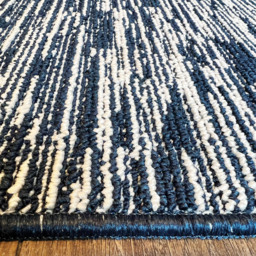 My Mat Navy Broken Stripe Stain Resistant Runner 67 x 200cm - Size: 67 x 200 x 2cm - Blue - Wilko - thumbnail 6