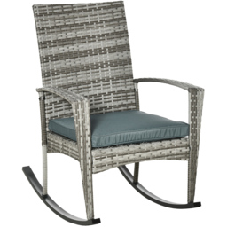 Outsunny Light Grey PE Rattan Rocking Chair with Cushion - Size: 66 x 88 x 98cm - Wilko - thumbnail 3