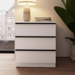 FWStyle Lania 3 Drawer White Scalloped Ripple Effect Chest of Drawers - Wilko - thumbnail 6