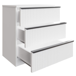 FWStyle Lania 3 Drawer White Scalloped Ripple Effect Chest of Drawers - Wilko - thumbnail 4