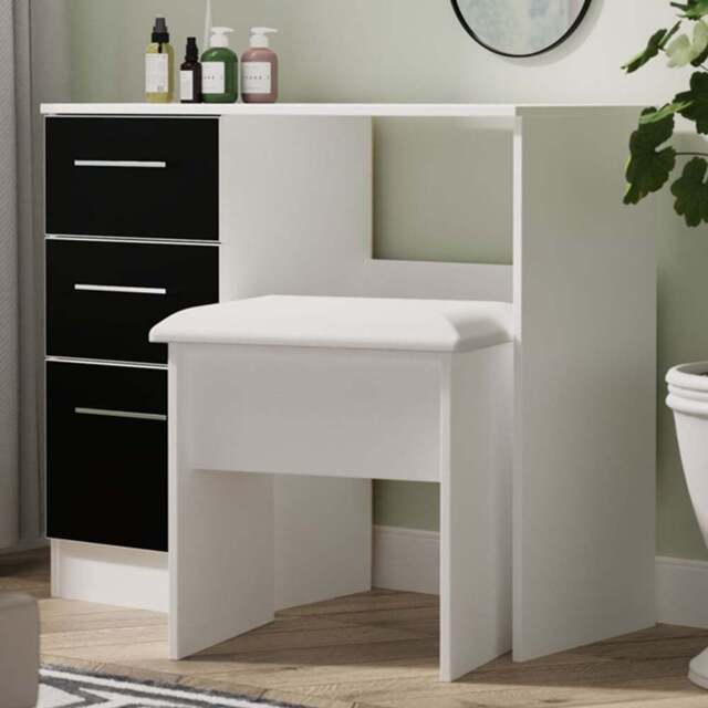 Crowndale Worcester 3 Drawer Matt Black and White Vanity Dressing Table Ready Assembled - Size: 80 x 90 x 39cm - Black Matt & White - Wilko - image 1