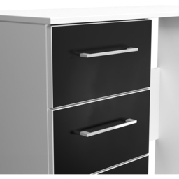 Crowndale Worcester 3 Drawer Matt Black and White Vanity Dressing Table Ready Assembled - Size: 80 x 90 x 39cm - Black Matt & White - Wilko - thumbnail 6
