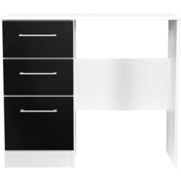 Crowndale Worcester 3 Drawer Matt Black and White Vanity Dressing Table Ready Assembled - Size: 80 x 90 x 39cm - Black Matt & White - Wilko - thumbnail 3