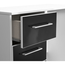 Crowndale Worcester 3 Drawer Matt Black and White Vanity Dressing Table Ready Assembled - Size: 80 x 90 x 39cm - Black Matt & White - Wilko - thumbnail 7