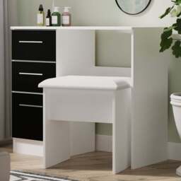 Crowndale Worcester 3 Drawer Matt Black and White Vanity Dressing Table Ready Assembled - Size: 80 x 90 x 39cm - Black Matt & White - Wilko - thumbnail 1