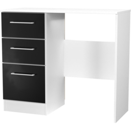 Crowndale Worcester 3 Drawer Matt Black and White Vanity Dressing Table Ready Assembled - Size: 80 x 90 x 39cm - Black Matt & White - Wilko - thumbnail 4