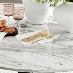Furniturebox Arona 6 Seater Round Dining Table White Marble and Black - Size: 4 Seater - Wilko - thumbnail 4