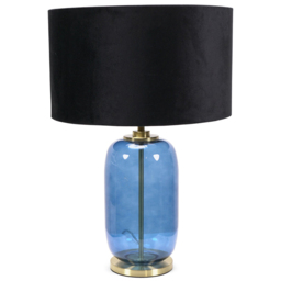 ValueLights Leigh Reni Black Velvet Shade Navy Blue Glass LED Table Lamp - Size: 52.5 x 45 x 45cm - Wilko - thumbnail 1