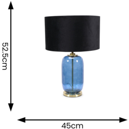 ValueLights Leigh Reni Black Velvet Shade Navy Blue Glass LED Table Lamp - Size: 52.5 x 45 x 45cm - Wilko - thumbnail 5
