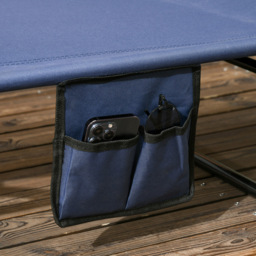Outsunny Set of 2 Dark Blue Adjustable Folding Sun Lounger with Sunshade Roof - Size: 28 x 56 x 190cm - Wilko - thumbnail 4