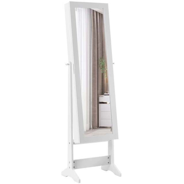Costway White Mirrored Jewellery Armoire - Size: 122 x 41cm - Wilko - image 1