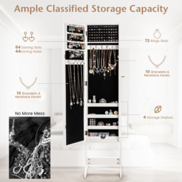 Costway White Mirrored Jewellery Armoire - Size: 122 x 41cm - Wilko - thumbnail 5