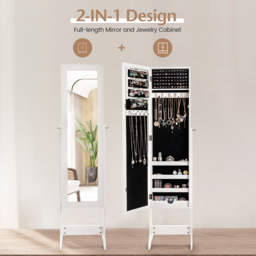 Costway White Mirrored Jewellery Armoire - Size: 122 x 41cm - Wilko - thumbnail 7
