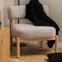 Florence Burley Oak and Beige Fabric Lounge Chair - Size: Single - Furniture To Go - Wilko