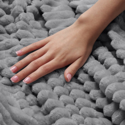 Velosso Grey Plain Corduroy Throw 150 x 200cm - Size: 150 x 200 x 1cm - Wilko - thumbnail 4