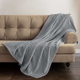 Velosso Grey Plain Corduroy Throw 150 x 200cm - Size: 150 x 200 x 1cm - Wilko - thumbnail 3