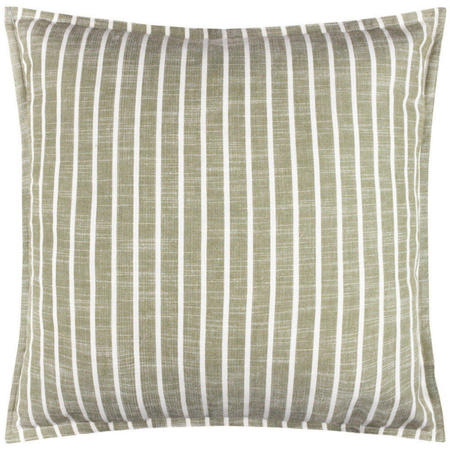 Yard Hessle Green Stripe Cotton Cushion 45 x 45cm - Wilko - image 1