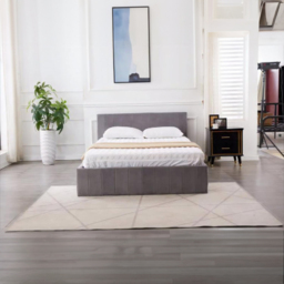 Portland Kosy Koala Single Grey Line Pattern Velvet Pine Wood Gas Lift Ottoman Bed with Mattress - Wilko - thumbnail 7