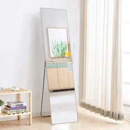 Living and Home Gold Frame Modern Full Length Mirror 37 x 147cm - Size: 147 x 37cm - Wilko - thumbnail 3