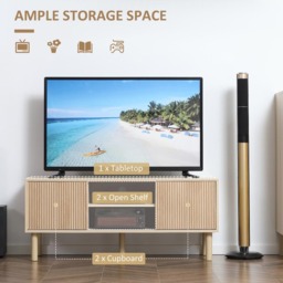 HOMCOM 2 Door 2 Shelf Natural TV Unit - Size: 49 x 40 x 115cm - Brown - Wilko - thumbnail 6