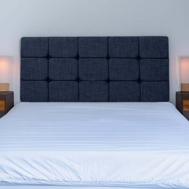 Bedmaster King Size Midnight Linen Pearl Squared Headboard - Blue - Wilko - image 1