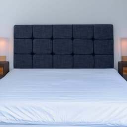 Bedmaster King Size Midnight Linen Pearl Squared Headboard - Blue - Wilko