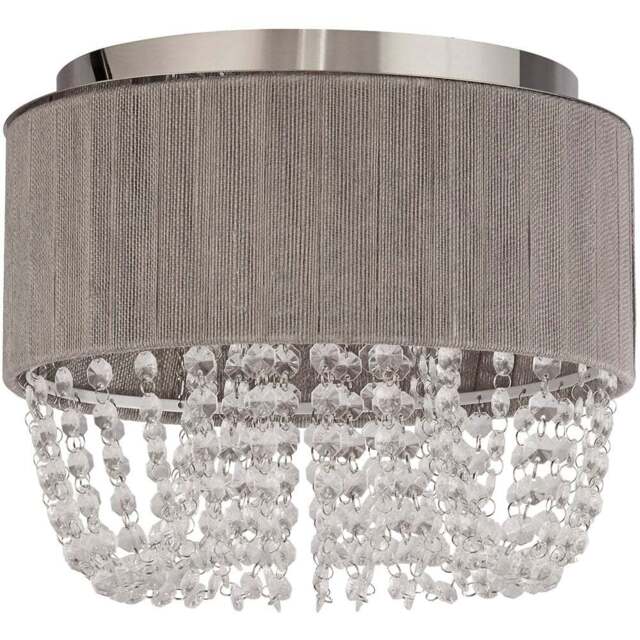 Lighting Collection Contessa 3 Light Grey Ceiling Flush Light - Size: 32 x 17 x 32cm - Grey, Chrome and Clear - Wilko - image 1