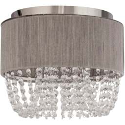 Lighting Collection Contessa 3 Light Grey Ceiling Flush Light - Size: 32 x 17 x 32cm - Grey, Chrome and Clear - Wilko