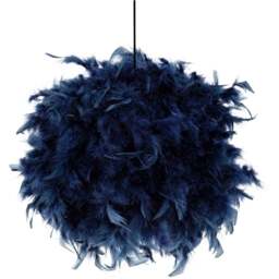 Happy Homewares Navy Blue Feather Decorated Pendant Shade Small - Size: 20 x 25 x 25cm - Wilko - thumbnail 1