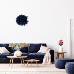 Happy Homewares Navy Blue Feather Decorated Pendant Shade Small - Size: 20 x 25 x 25cm - Wilko - thumbnail 3