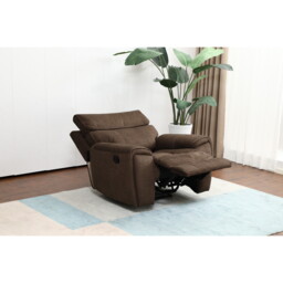 Cancun Brown Manual Recliner Chair with Footrest - Size: Single - Wilko - thumbnail 4