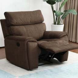 Cancun Brown Manual Recliner Chair with Footrest - Size: Single - Wilko - thumbnail 1