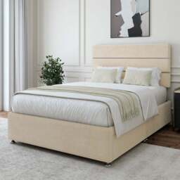 Bedmaster Double Cream Naples Velvet 2 Drawer Divan Base with Milan Headboard - Wilko