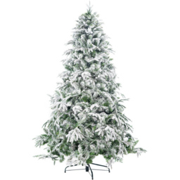 Shatchi Multicolour LED Pre-Lit Snow Flocked Lapland Fir Artificial Christmas Tree 8ft - White - Wilko