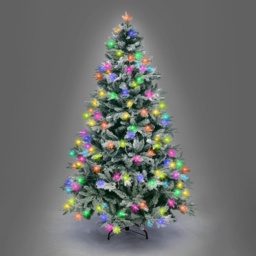 Shatchi Multicolour LED Pre-Lit Snow Flocked Lapland Fir Artificial Christmas Tree 8ft - White - Wilko - thumbnail 4