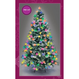 Shatchi Multicolour LED Pre-Lit Snow Flocked Lapland Fir Artificial Christmas Tree 8ft - White - Wilko - thumbnail 3