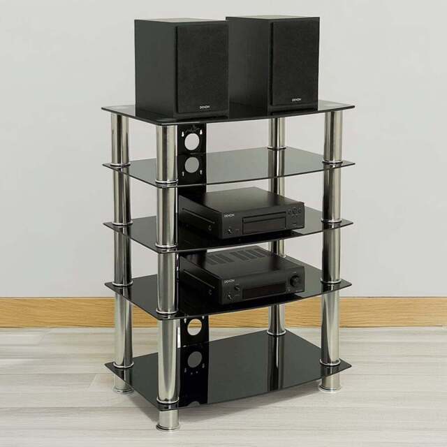 Centurion Supports Galago 5 Shelf Black and Silver Multimedia Unit - Size: 82.5 x 60 x 40cm - Wilko - image 1