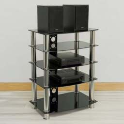 Centurion Supports Galago 5 Shelf Black and Silver Multimedia Unit - Size: 82.5 x 60 x 40cm - Wilko